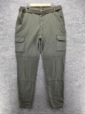 Fashion Nova Pants Womens 2X Olive Green Cargo Skinny Belted Pockets 30.5 In